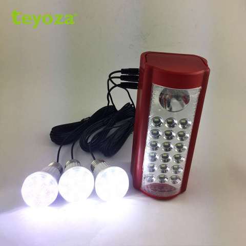 teyoza portable 9V 3W solar system solar power rechargeable emergency light with led bulbs for home power